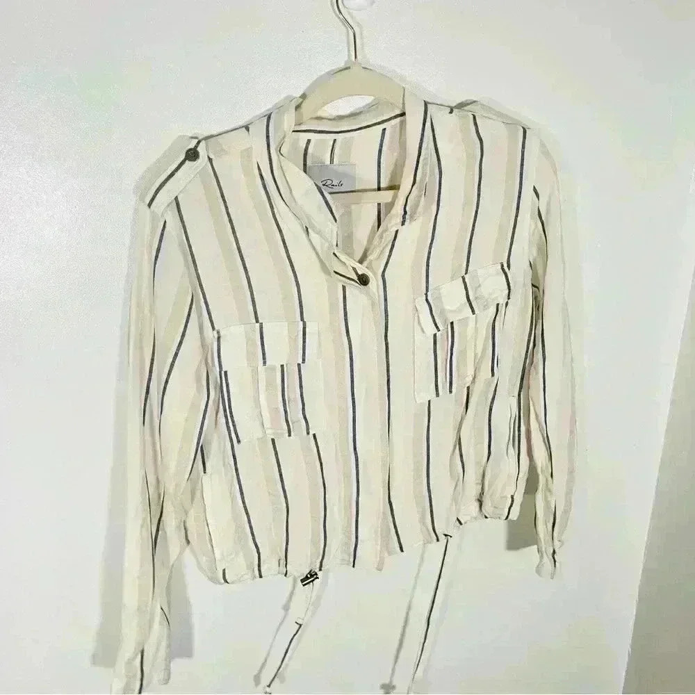 NEW Rails Rowen Linen Jacket Coco Stripe - image 9